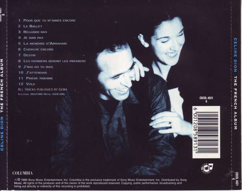 CELINE DION - The French Album (CD) CDCOL 4021 K VG to VG+