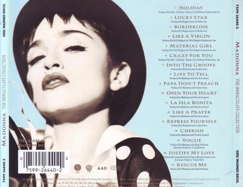 MADONNA - The immaculate collection (CD) 7599-26440-2 VG+
