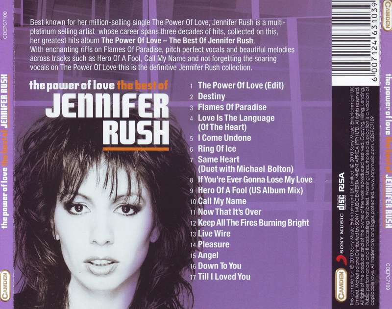 JENNIFER RUSH - The Power Of Love: The Best Of Jennifer Rush (CD) CDEPC7109 NM-