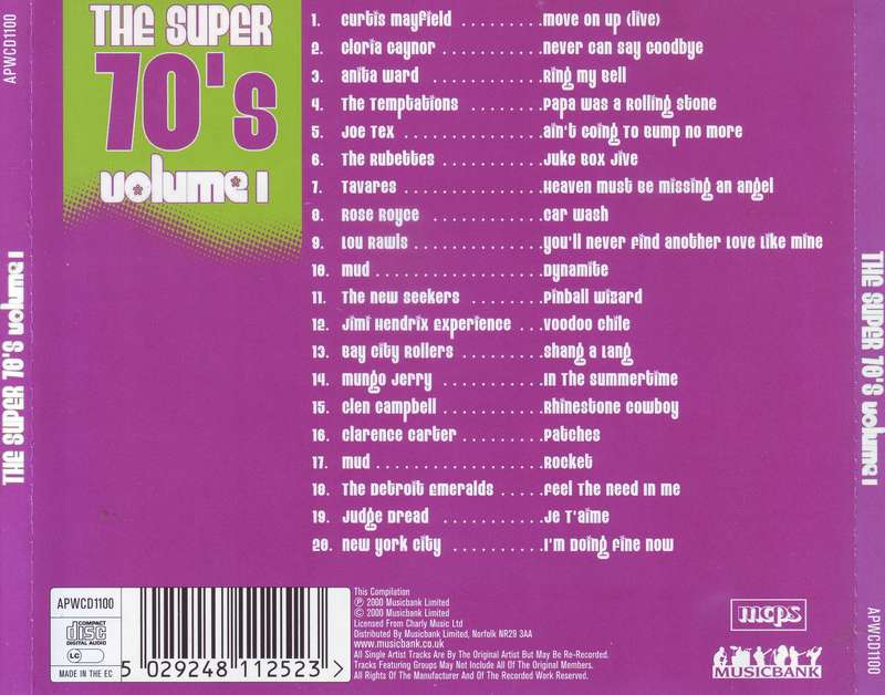THE SUPER 70'S VOLUME 1 - Compilation (CD) APWCD1100 VG+