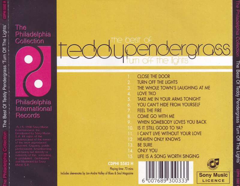 TEDDY PENDERGRASS - Turn Off The Lights (The Best Of Teddy Pendergrass) (CD) CDPHI 5582 H NM