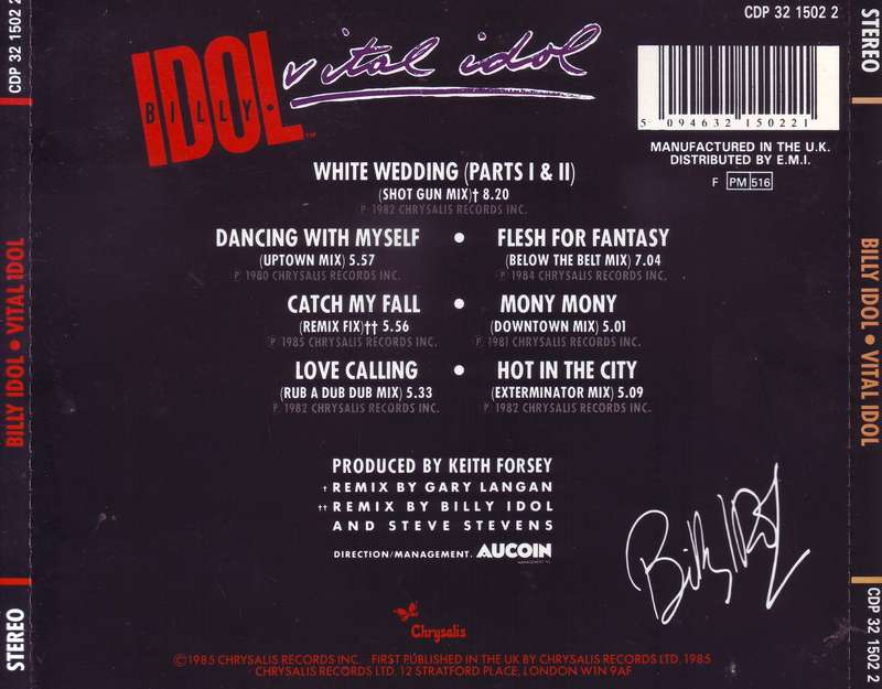 BILLY IDOL - Vital idol (CD) CDP 32 1502 2 EX