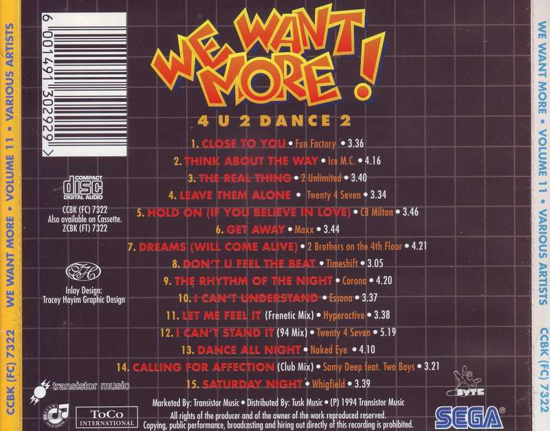 WE WANT MORE VOLUME 11 - Compilation (CD) CCBK (FC) 7322 EX