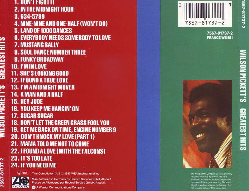 WILSON PICKETT - Wilson Pickett's Greatest Hits (CD) 7567-81737-2 EX