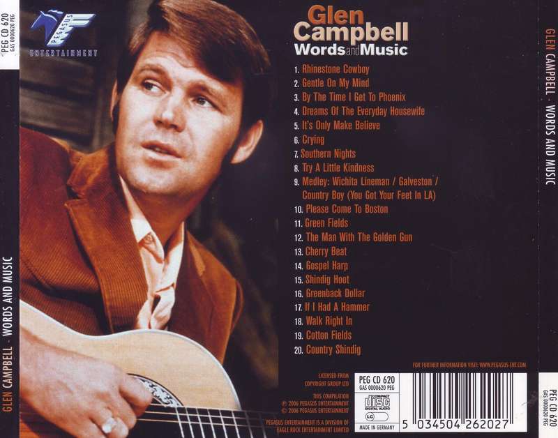 GLEN CAMPBELL - Words and music (CD) PEG CD 620 NM