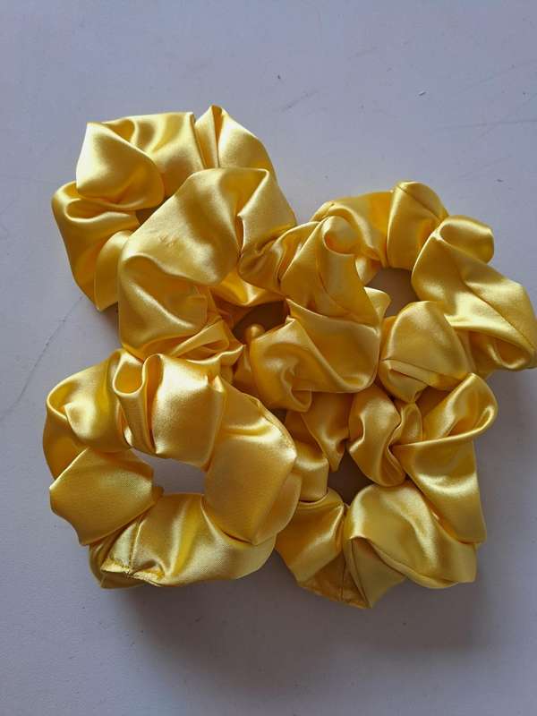 Scrunchies - Yellow Satin (5 pack)