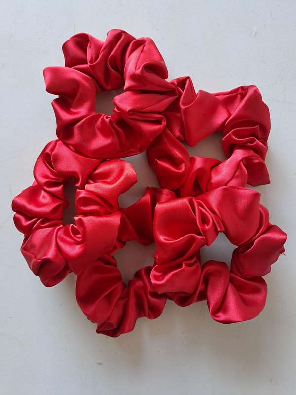Scrunchies - Cherry Red Satin (5 pack)