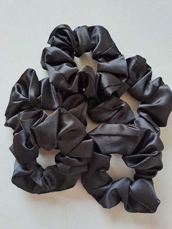 Scrunchies - Black Satin (5 pack)