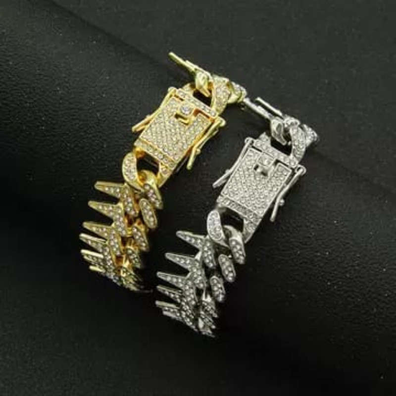 Cuban iced bracelet and necklace sets