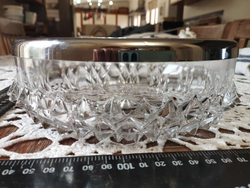 Cut glass fruit bowl brutalist style