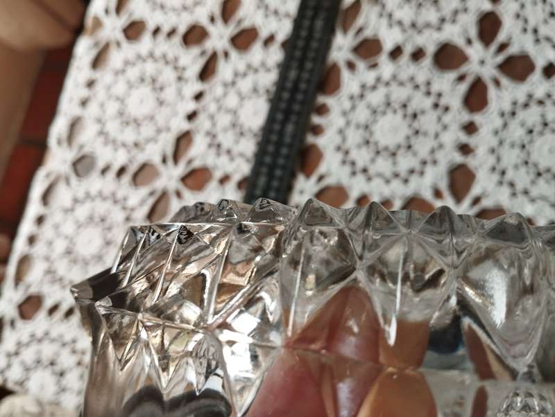 Cut glass fruit bowl brutalist style
