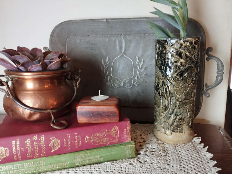 Planter hand-beaten copper hanging pot small