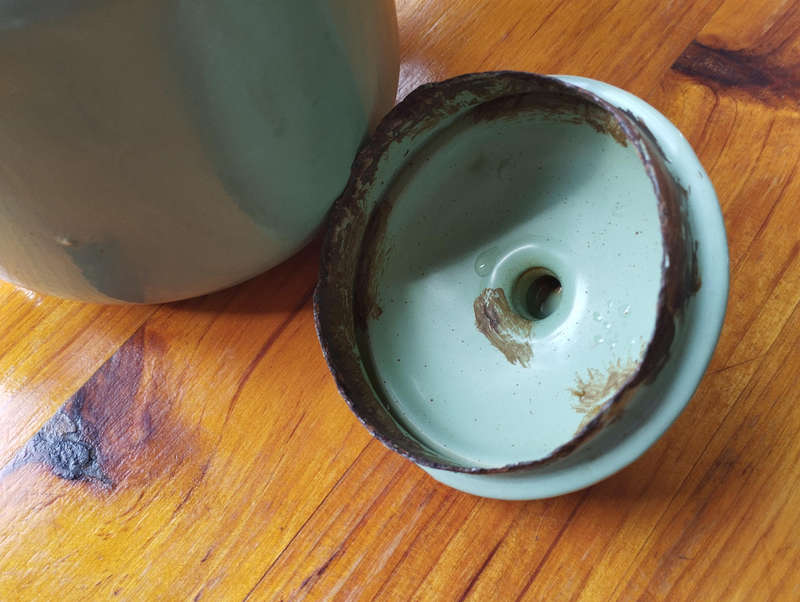 Green enamel tea/coffee pot
