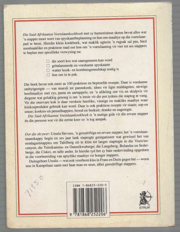 DIE SUID-AFRIKAANSE VOETSLAAN-KOOKBOEK - URSULA STEVENS (1 STE UITGAWE 1992)