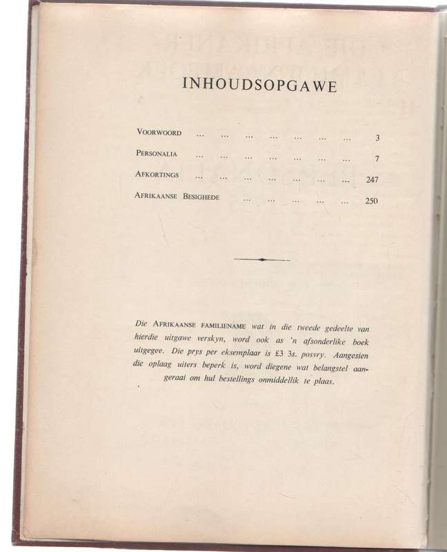 DIE AFRIKANER FAMILIENAAMBOEK EN PERSONALIA 1955 - J H REDELINGHUYS
