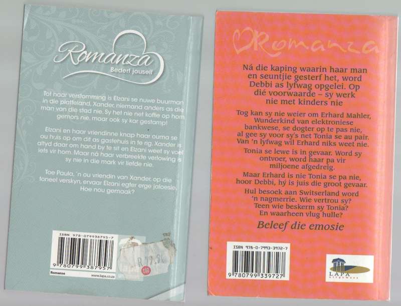 TWEE ROMANZA BOEKE DEUR BETS SMITH EN CORNE VAN ROOYEN