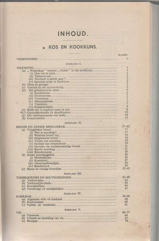 KOS EN KOOKUNS - DEPARTEMENT VAN LANDBOU (7 DE HERSIENE DRUK 1951) PAMFLET NO 115