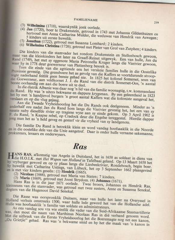 DIE AFRIKANER FAMILIENAAMBOEK EN PERSONALIA 1955 - J H REDELINGHUYS