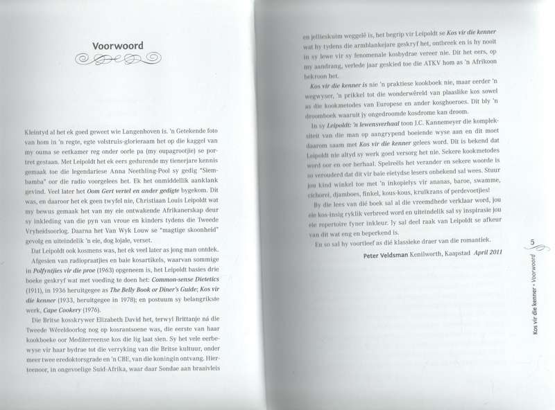 KOS VIR DIE KENNER,'N KOOKBOEK MET MEER AS DUISEND GOEIE RESEPTE - C LOUIS LEIPOLDT (2011)