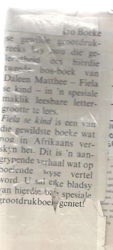 FIELA SE KIND - DALENE MATTHEE ( GROOTDRUK 1987)