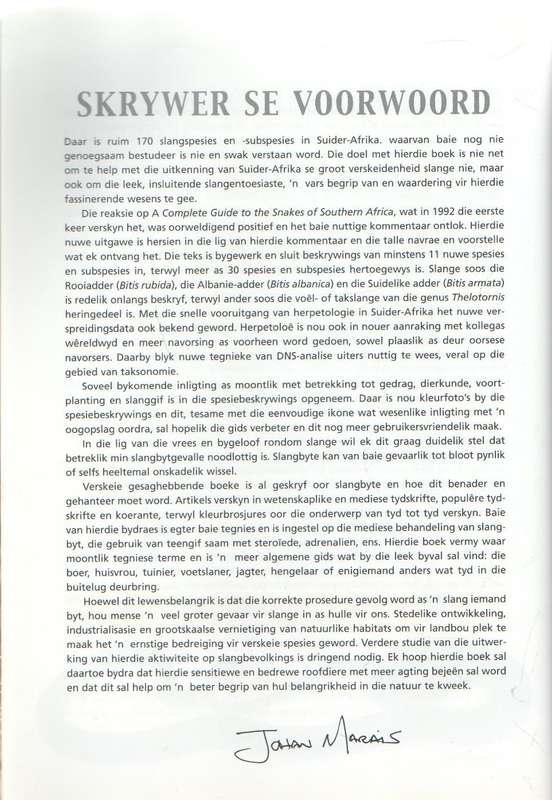 'N VOLLEDIGE GIDS TOT DIE SLANGE VAN SUIDER-AFRIKA - JOHAN MARAIS (2004)
