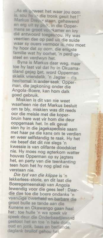DIE TYD VAN DIE KLIPPE - DOC IMMELMAN (3 DE DRUK 1971)