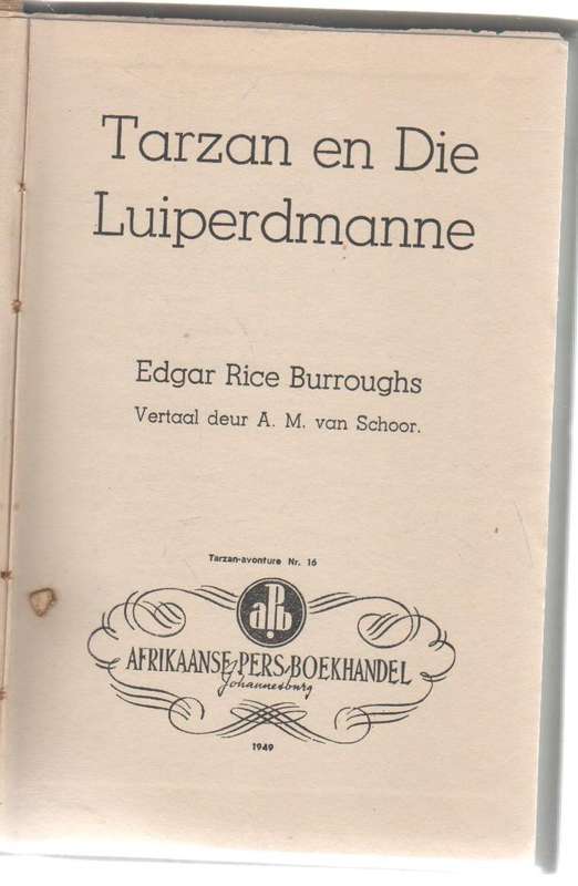 TARZAN EN DIE LUIPERDMANNE, NR 16 - EDGAR RICE BURROUGHS (1949 - APB)
