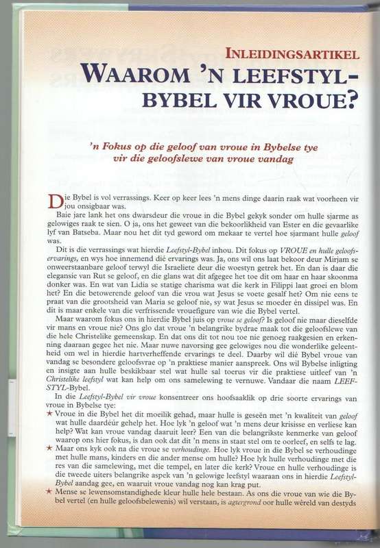 LEEFSTYL BYBEL VIR VROUE - REDIGERING EN VERTALING: ELZETTE HANSEN EN ESTELLE STEENKAMP (2009)