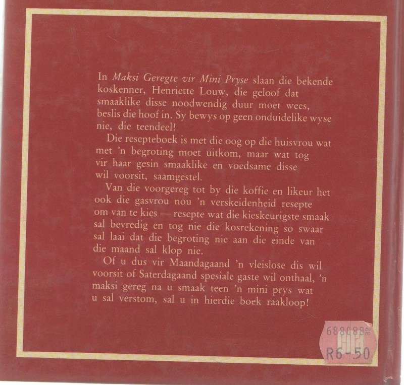 MAKSI GEREGTE VIR MINI PRYSE - HENRIETTE LOUW (1 STE UITGAWE 1982)