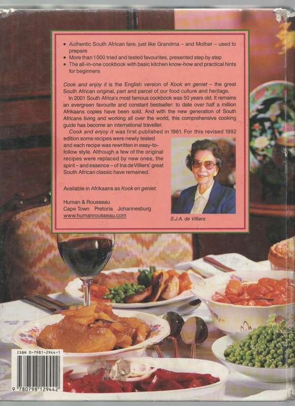 COOK AND ENJOY IT - S J A DE VILLIERS (REPRINT 2005)