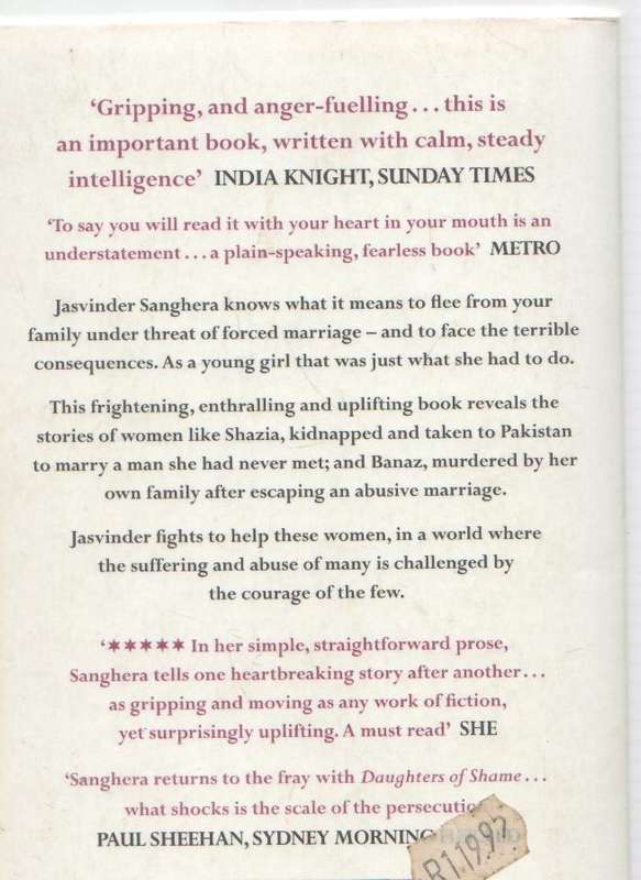 DAUGHTERS OF SHAME - JASVINDER SANGHERA (1 ST PUBLISHED 2009)