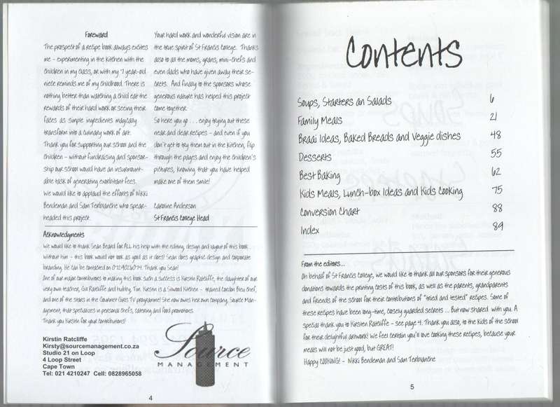 ST FRANCIS COLLEGE RECIPE BOOK 2008  - LEARN TO LIVE