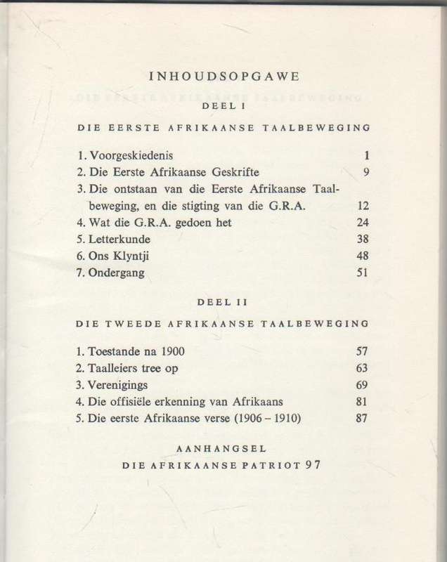 DIE AFRIKAANSE TAALBEWEGING - A G S MEIRING (OUD)