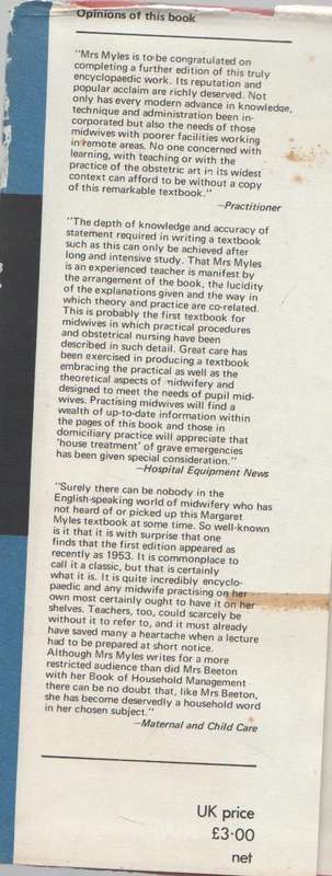 TEXTBOOK FOR MIDWIVES - MARGARET MYLES ( SEVENTH EDITION 1971)