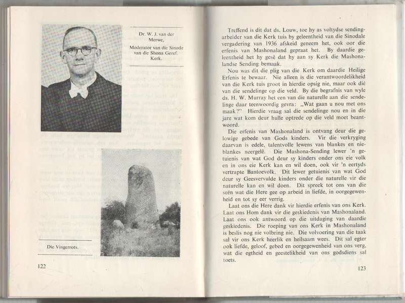 SENDINGGENADE IN MASHONALAND - DR W J VAN DER MERWE (VOORWOORD 1952 GEDATEER)
