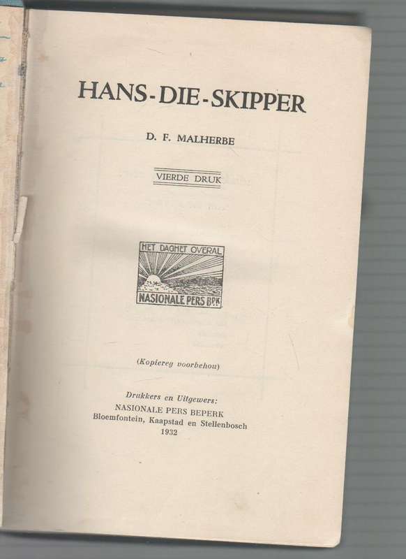 HANS DIE SKIPPER - D F MALHERBE (1932)