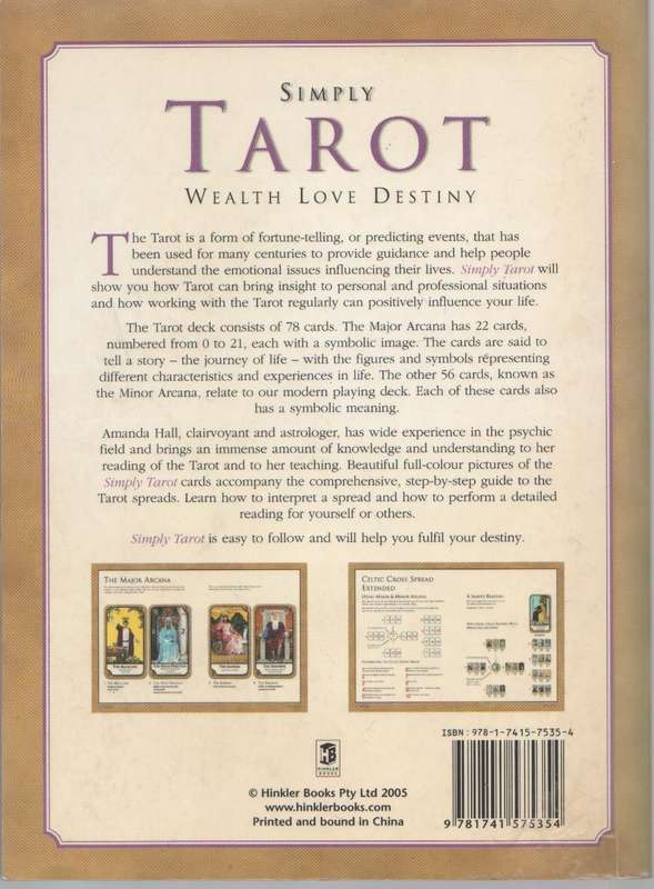 SIMPLY TAROT WEALTH LOVE DESTINY - AMANDA HALL (1 ST PUBLISHED 2005)  CD INCLUDED