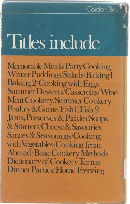 MEMORABLE MEALS CORDON BLEU - ROSEMARY HUME ADAPTED FROM THE CORDON BLEU COURSE (1971)