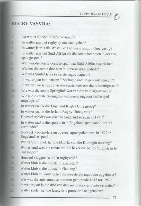 SPORT TRIVIA VRAE EN ANTWOORDE - TIENIE HALGRYN