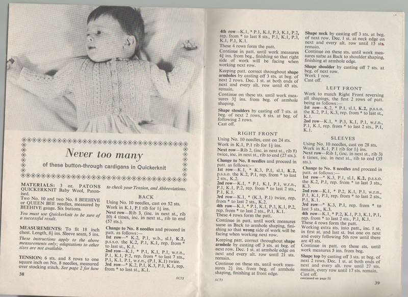BEEHIVE BABY BOOK, KNITTING FOR THE FIRST SIX MONTHS ( PUBLISHED BY PATONS & BALDWINS LTD.)