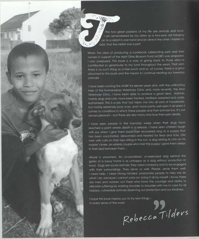 BEST LOVED RECIPES FROM REBECCA'S FRIENDS - APRIL OLIVE BLOSSOM FUND TO RESCUE ANIMALS IN NEED