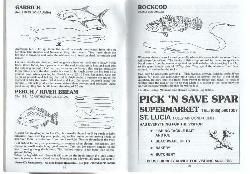 NATAL COAST FISHING GUIDE - LEN JONES  1968 - 2004