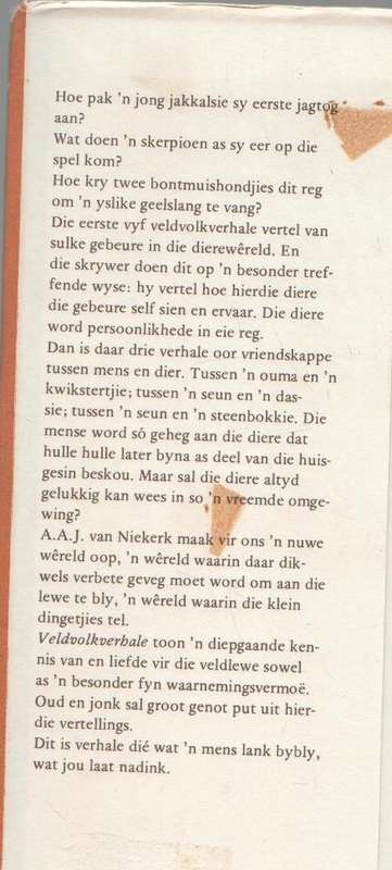 VELDVOLK VERHALE - A A J VAN NIEKERK (1 STE DRUK 1976)