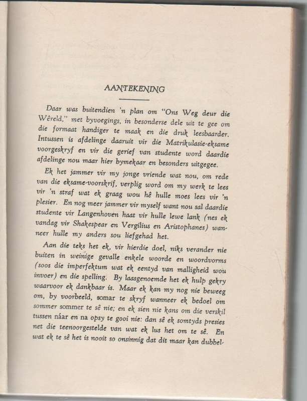 ONS WEG DEUR DIE WERELD 1 - C J LANGENHOVEN (26 STE UITGAWE 1957)