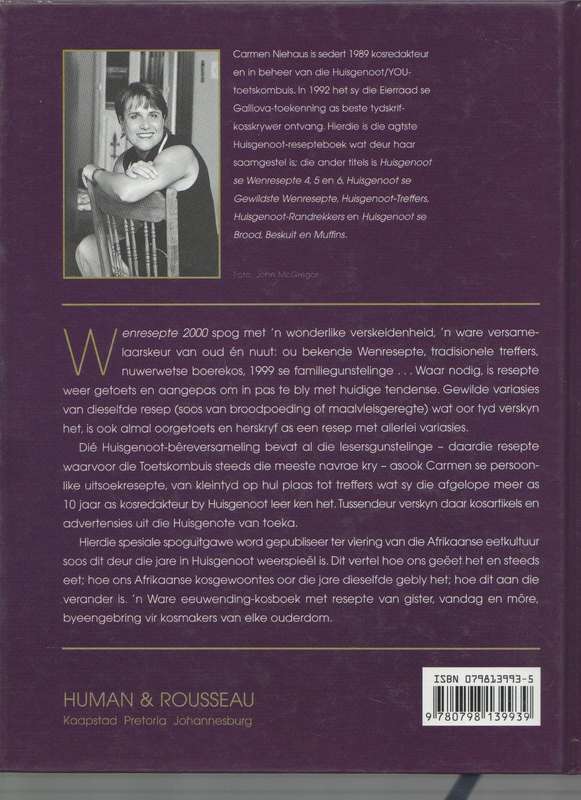 HUISGENOOT WENRESEPTE 2000, GUNSTELINGE VAN TOEKA TOT NOU - CARMEN NIEHAUS (1 STE UITGAWE 1999)