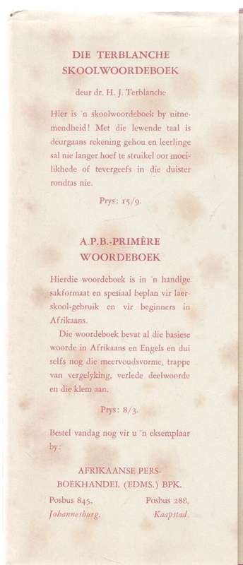 DIE LEWE IS 'N SPEELTONEEL - FRITZ STEYN, H A FAGAN &PWS SCHUMANN (APB 1959)