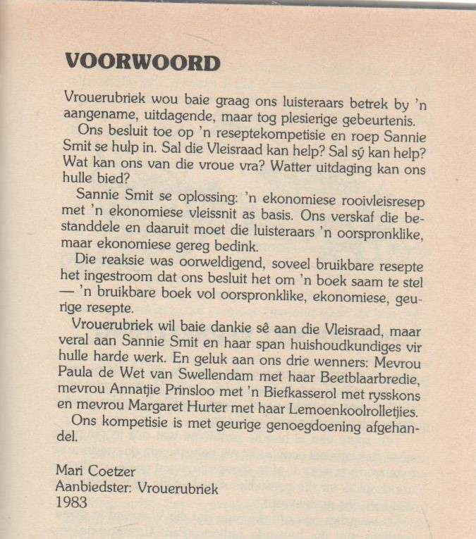 EKONOMIESE VLEISGEREGTE - GETOETS DEUR DIE VLEISRAAD(2 DE DRUK 1986)