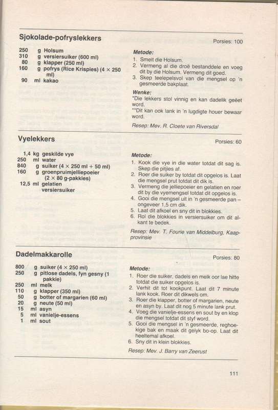 VROUERUBRIEK-RESEPTEBOEK, 'N KEUR VAN LUISTERAARSRESEPTE - J P VAN DER WALT (3 DE DRUK 1990)