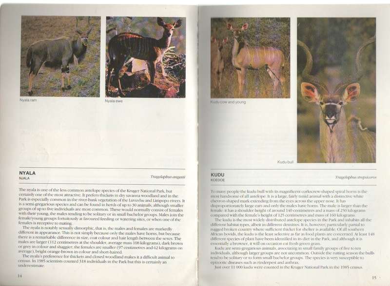 ANIMALS OF HE KRUGER NATIONAL PARK - G DE GRAAFF ( 1ST PUBLISHED 1987)