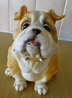 BEAUTIFUL  FUN BULLDOG RESIN MONEY BOX (HEIGHT 15 CM X WIDTH 12 CM)